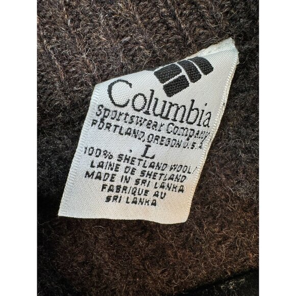 Columbia Sportswear Mens 100% Shetland Wool 1/4 Zip Sweater L Brown - Picture 3 of 14